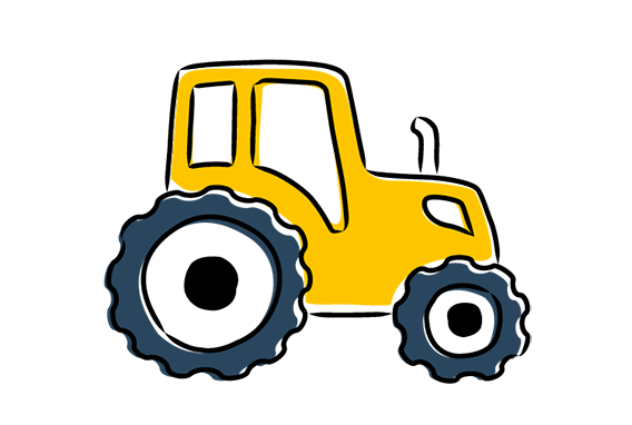 An illustration of a yellow tractor