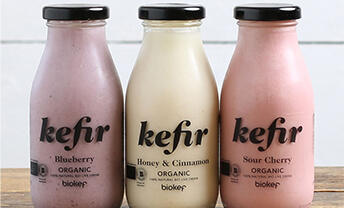 Pour yourself a glass of flavoured kefir from Biokef