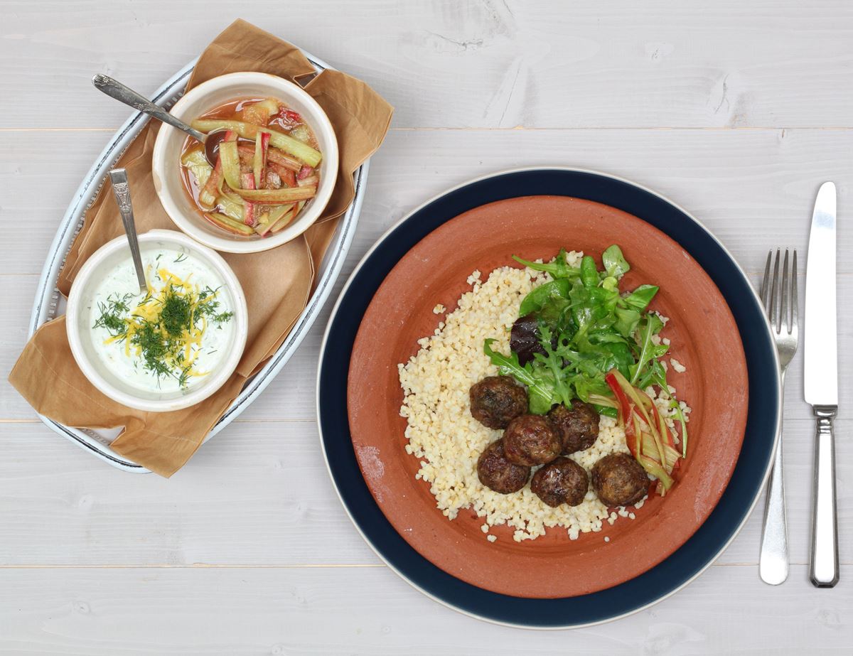 Lamb Koftas with Pink Pickled Rhubarb