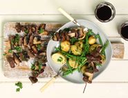 Venison & Mushroom Skewers with Potato Patch Salad