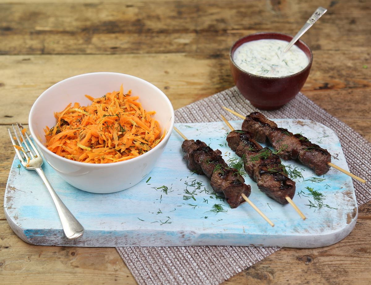 Venison Kebabs with Smokey Tzatziki