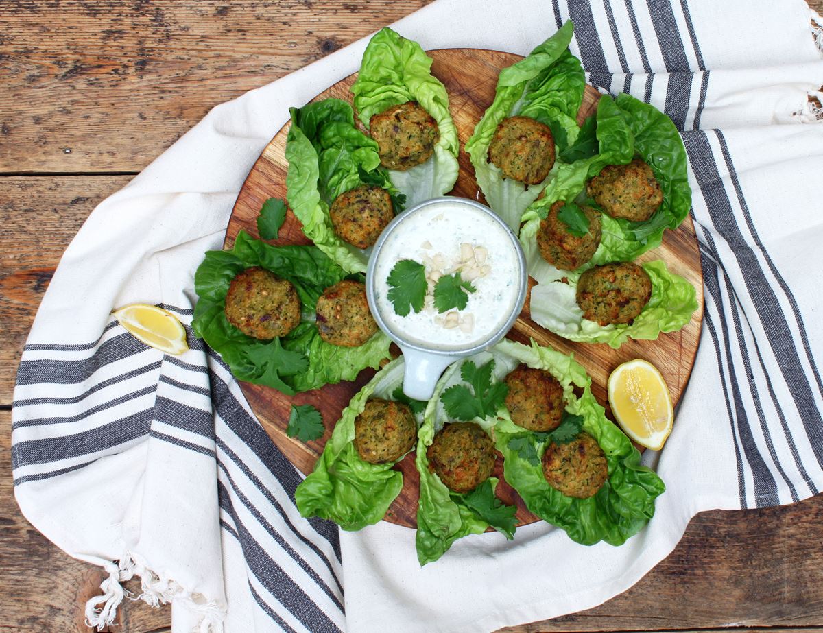 Courgette Falafels & Peanut Dip