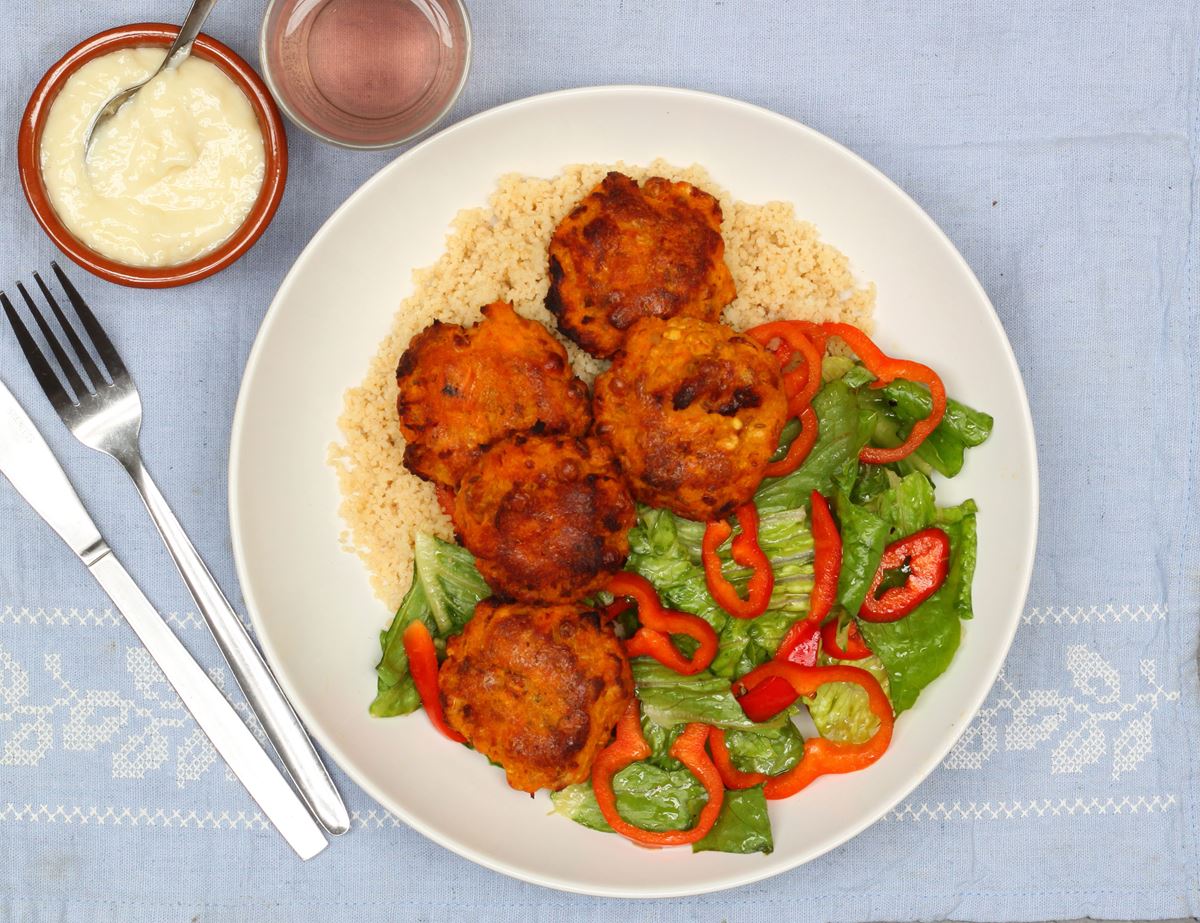 Sweet Potato Falafels with Roast Garlic Mayo