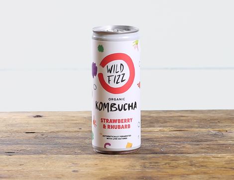 strawberry and rhubarb kombucha wild fizz