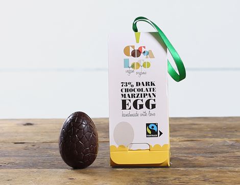 organic 73% dark chocolate marzipan egg cocoa loco