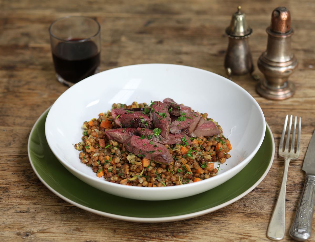 Warm Pigeon & Green Lentil Salad