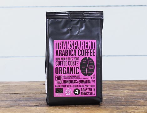 Transparent Honduras & Sumatra Ground Coffee, Organic, Traidcraft (227g)