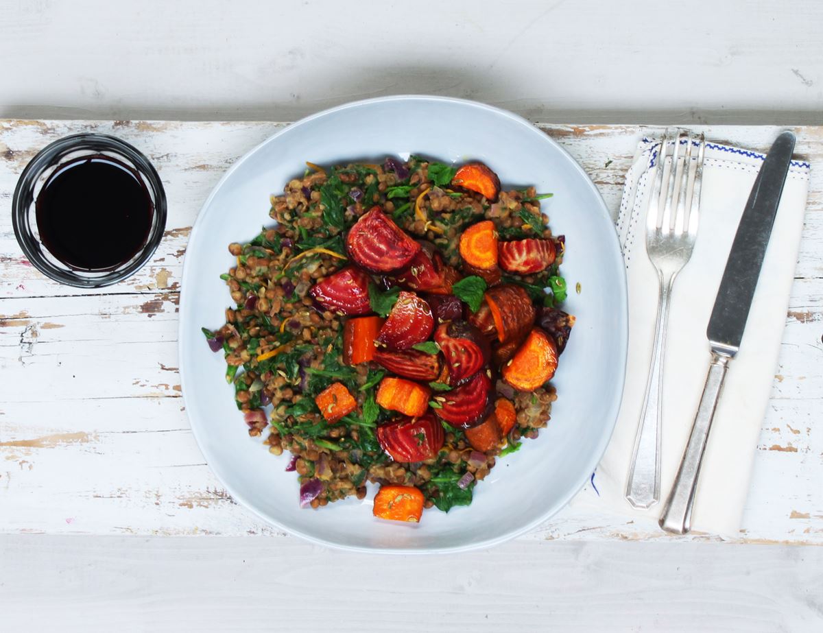 Roasted Beet & Orange Lentils