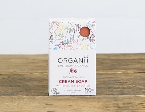 Cream Soap, Rose & Geranium Scented, Organic, Organii (100g)