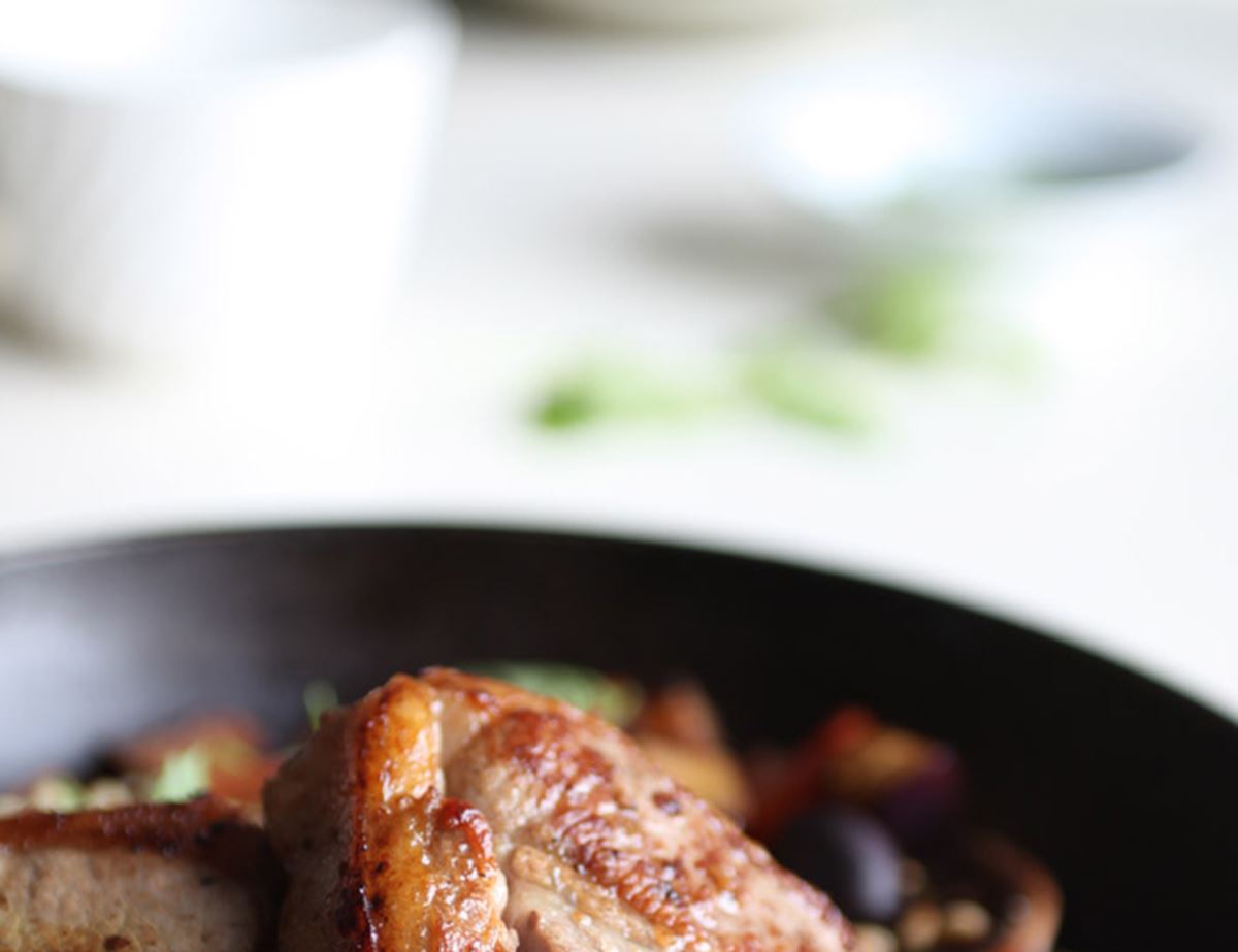 Lamb Chops with Sweet and Sour Aubergine