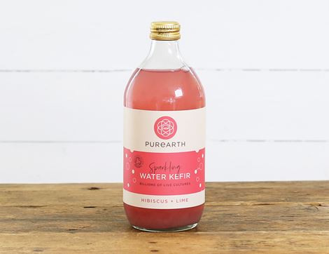 Hibiscus & Lime Water Kefir, Organic, Purearth (550ml)