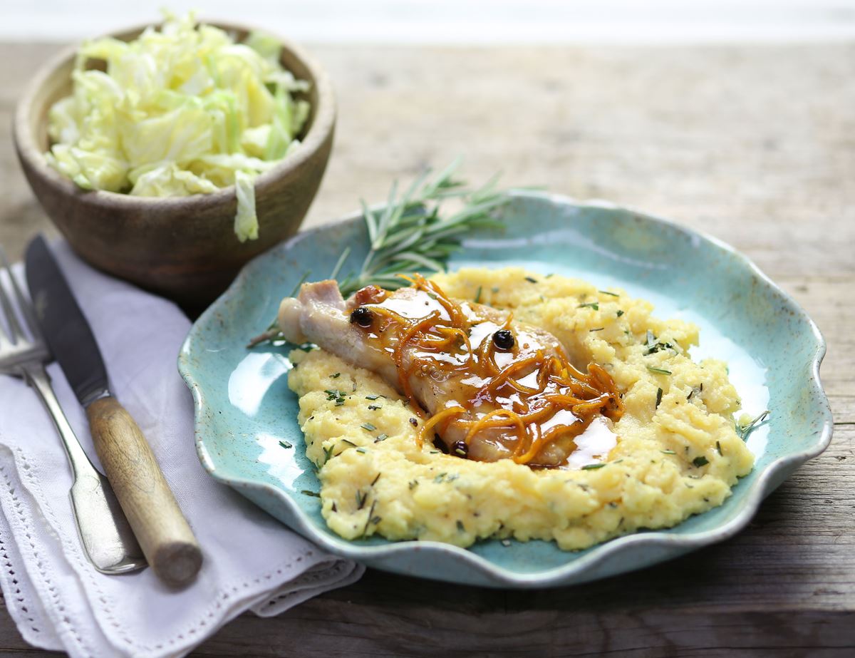 Balsamic Juniper Pork & Rosemary Polenta