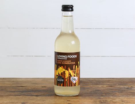 lemon & ginger jun kombucha loving foods 330ml