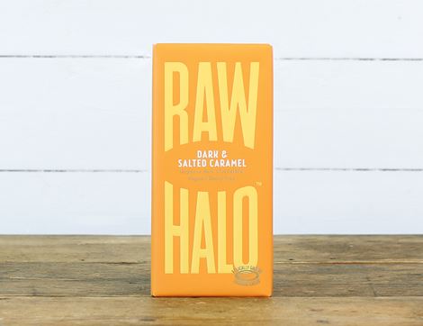 Dark & Salted Caramel Raw Chocolate, Organic, Raw Halo (70g)