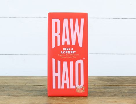 Dark & Raspberry Raw Chocolate, Organic, Raw Halo (70g)