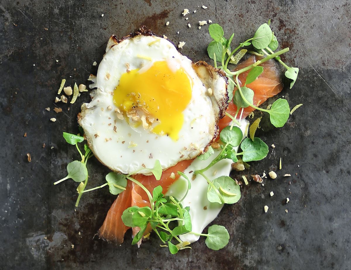 Fried Egg With Smoked Salmon Watercress Recipe Abel Cole