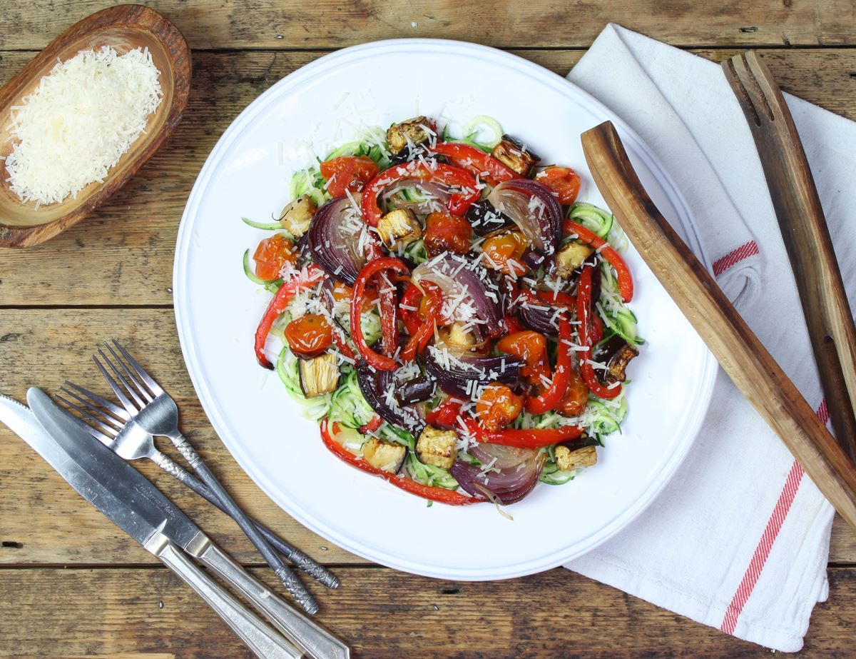 Courgetti with Agrodolce Roast Vegetables