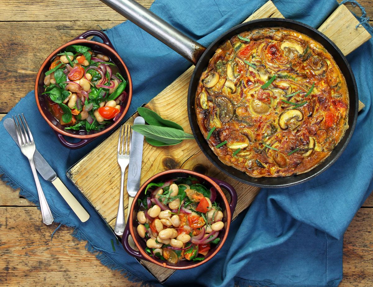 zzARCHIVE Bacon & Sage Frittata with a Warm Cannellini Bean Salad