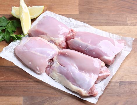 Chicken Thighs, Boneless & Skinless, Organic, Abel & Cole (440g avg, pack of 4)