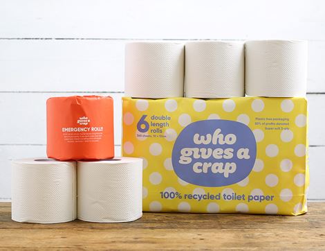 organic 100% recycled toilet paper 6 pack who gives a crap