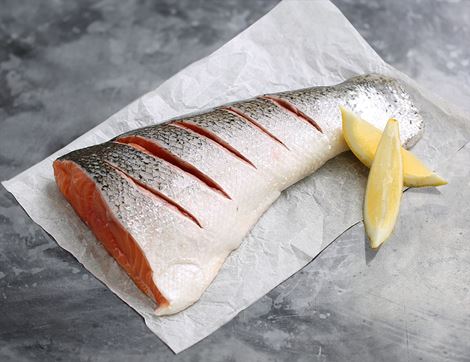 organic farmed large salmon tail