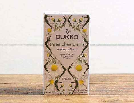 three chamomile tea pukka