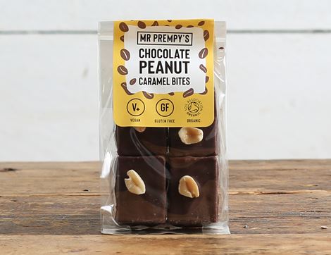 organic chocolate peanut caramel bites mr prempys
