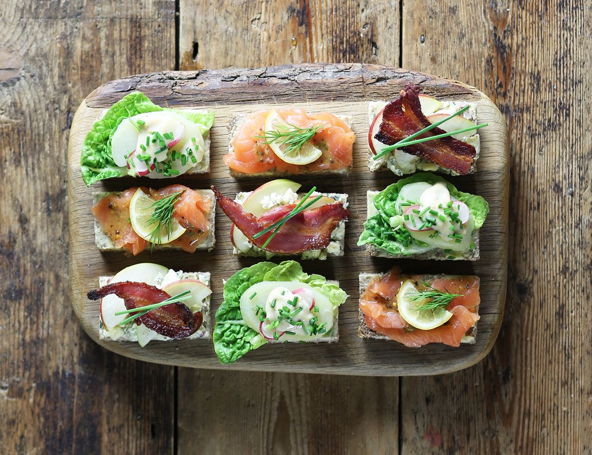 Hot Dressed Smoked Salmon Open Sandwiches