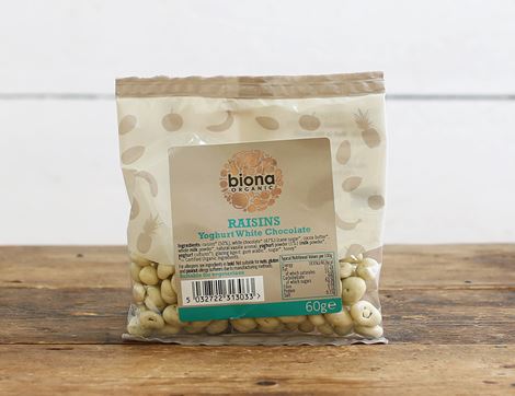 white chocolate covered raisins biona