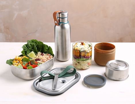 Glass Lunch Pot, Almond, Black & Blum