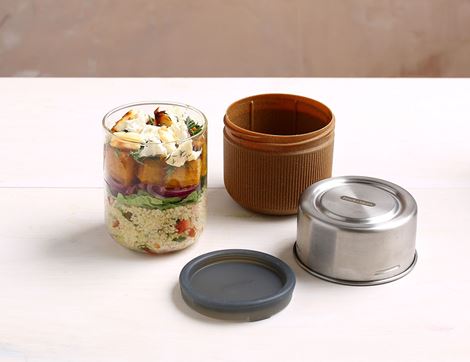 Glass Lunch Pot, Almond, Black & Blum
