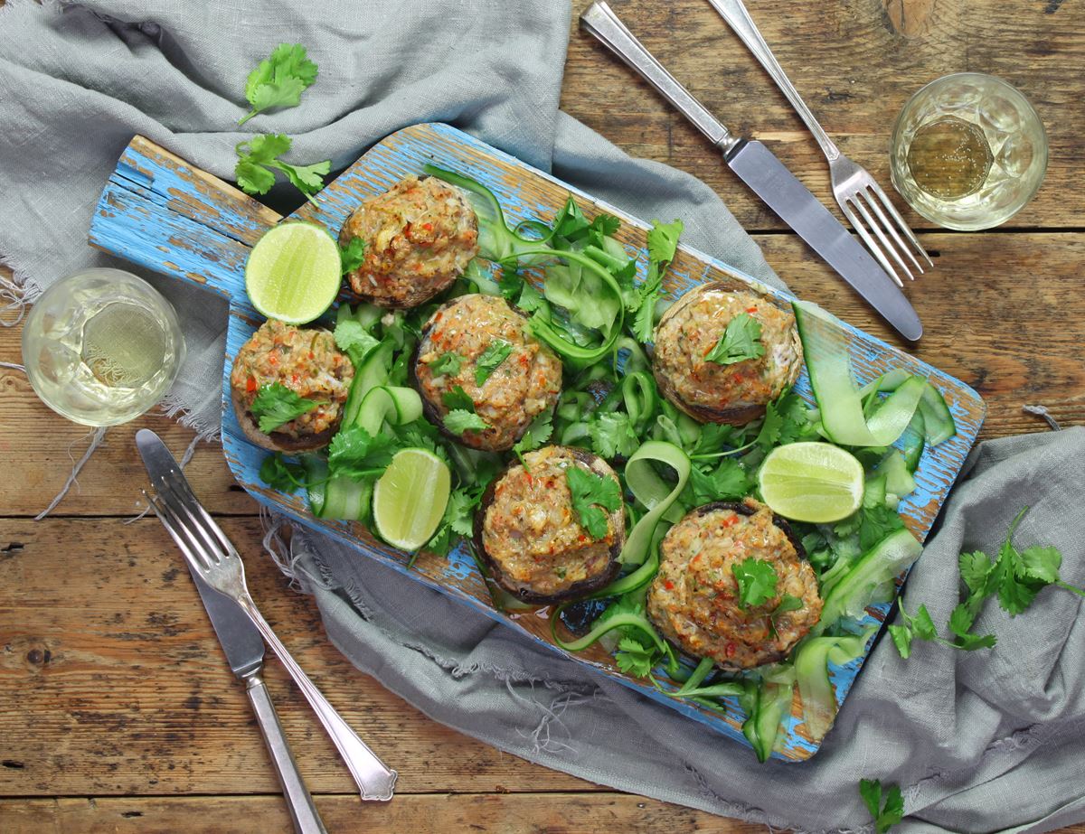 Thai Crab Stuffed Mushrooms