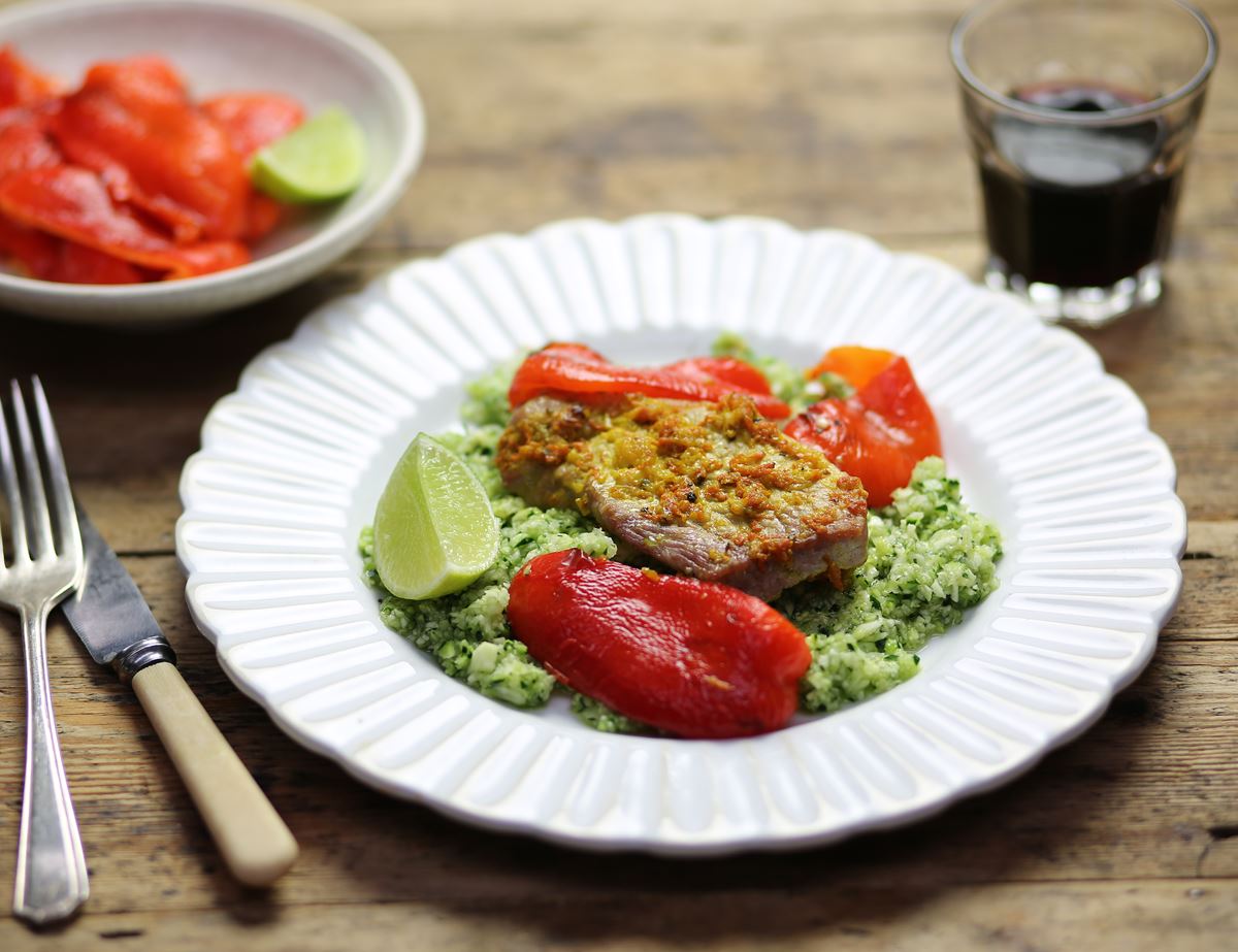 Turmeric Rubbed Pork with Courgette & Lime Rice