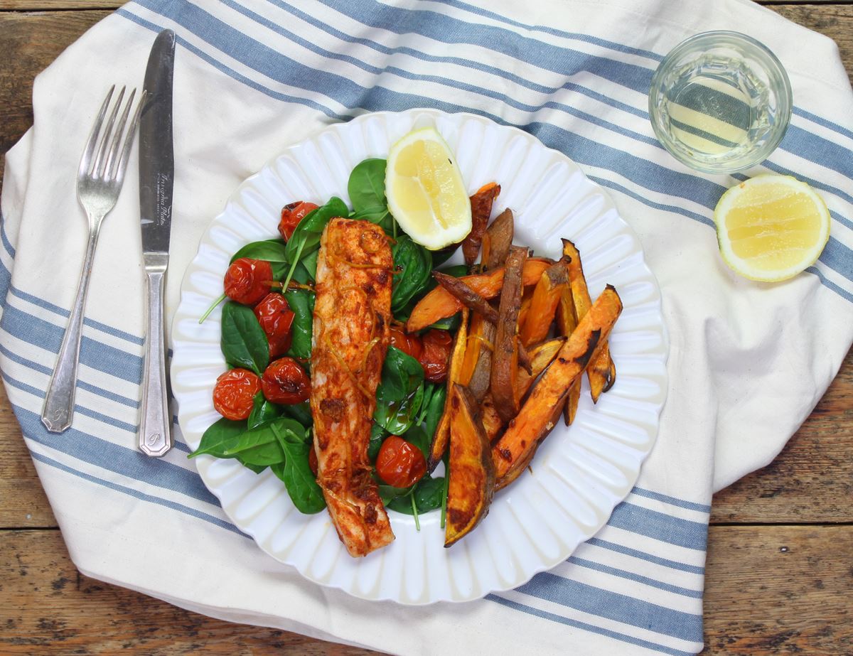 Smoky Spanish Salmon & Sweet Potato Chips