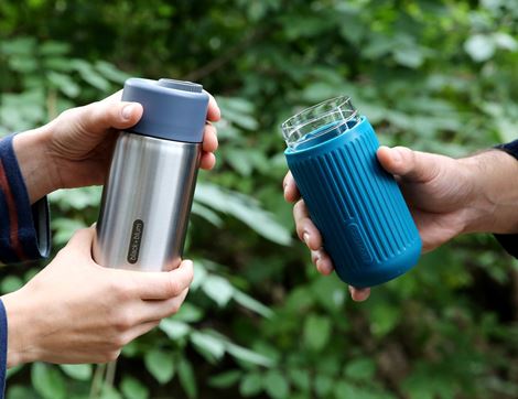 Stainless Steel Insulated Travel Cup, Slate, Black & Blum