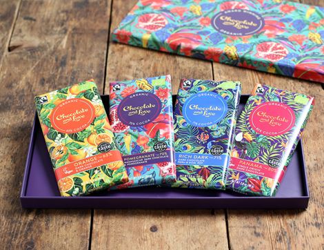All-Vegan Chocolate Gift Box, Organic, Chocolate and Love (4 x 80g)