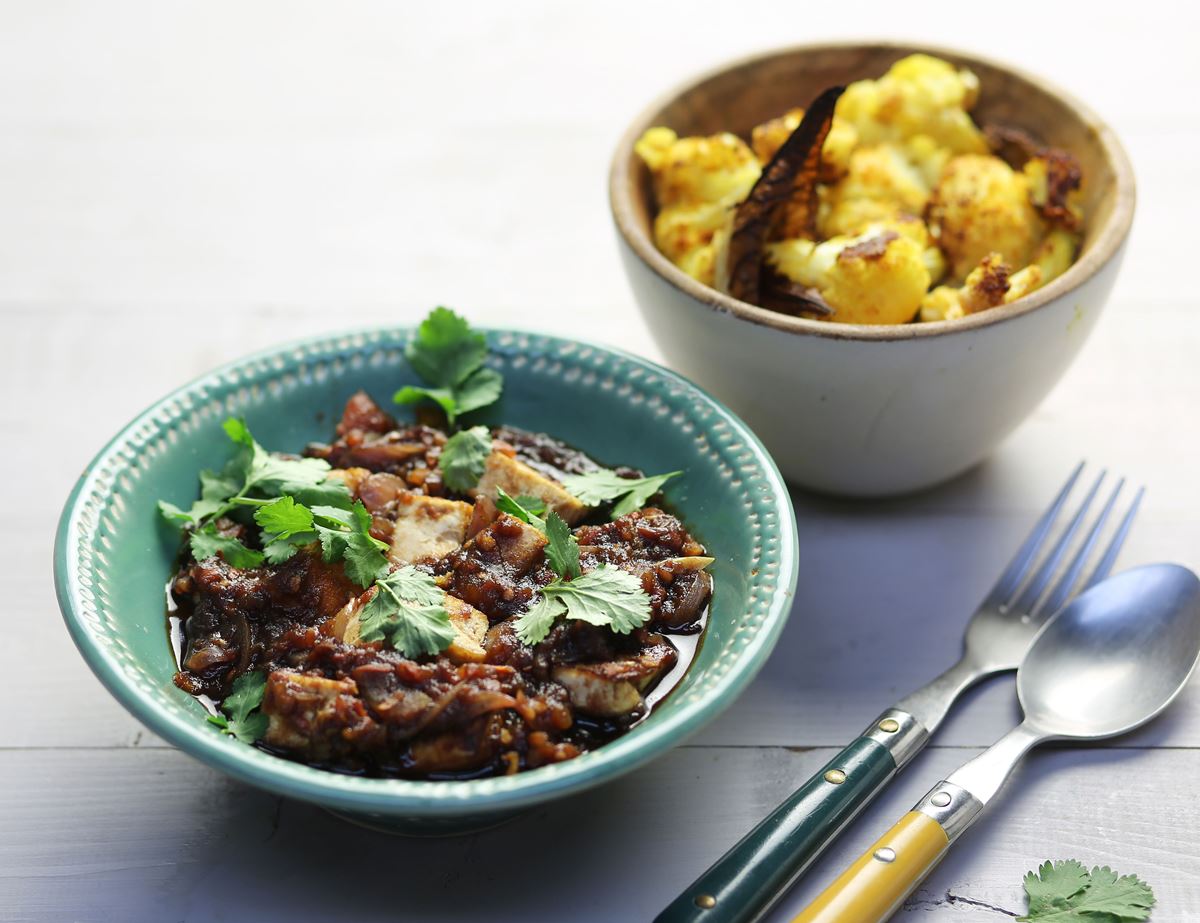 Sweet & Sour Tamarind Tofu with Roasted Cauliflower