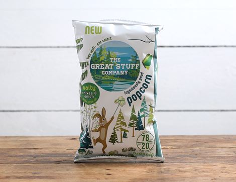 salty chive & onion popcorn the great stuff company
