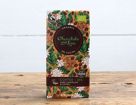 coffee chocolate bar 55% chocolate and love