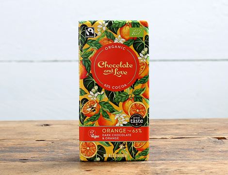 orange chocolate bar 65% chocolate and love