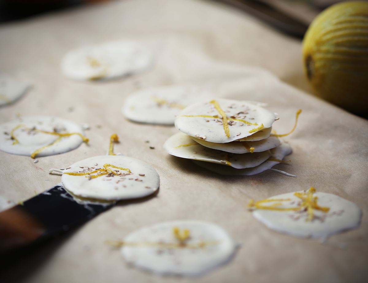 White Chocolate Puddles with Sesame Seeds & Lemon