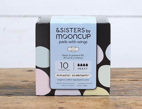 Heavy Pads with Wings, Organic Cotton, &SISTERS by Mooncup (pack of 10)