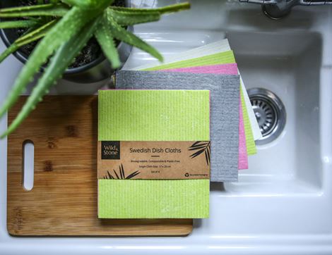 Compostable Swedish Dish Cloths, Wild & Stone (Set of 4)