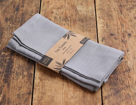 cotton tea towels dove grey wild and stone