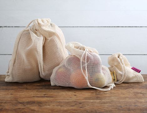 Reusable Mesh Produce Bags, Organic Cotton, Wild & Stone (Set of 3)