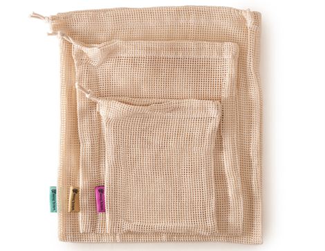 Reusable Mesh Produce Bags, Organic Cotton, Wild & Stone (Set of 3)