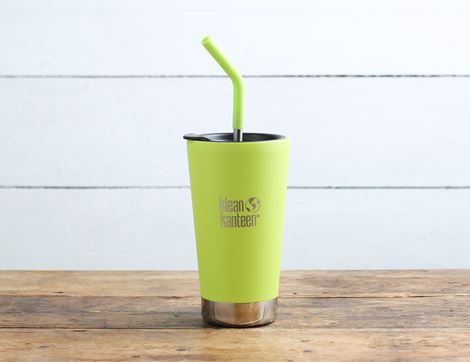 insulated tumbler with straw and lid juicy pear green klean kanteen