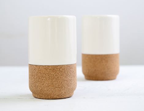 Ceramic & Cork Mug, Cream, LIGA Eco Living (Pack of 2)