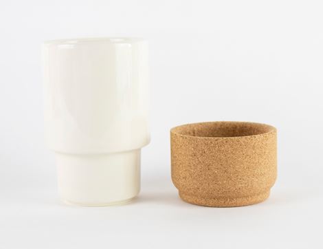 Ceramic & Cork Mug, Cream, LIGA Eco Living (Pack of 2)