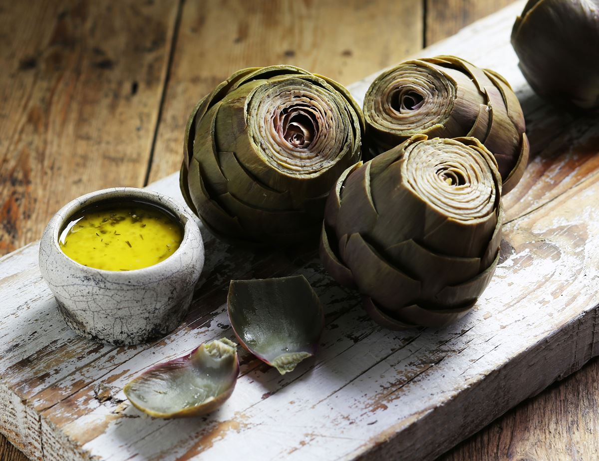 Artichokes with Parmesan & Herb Butter Sauce 